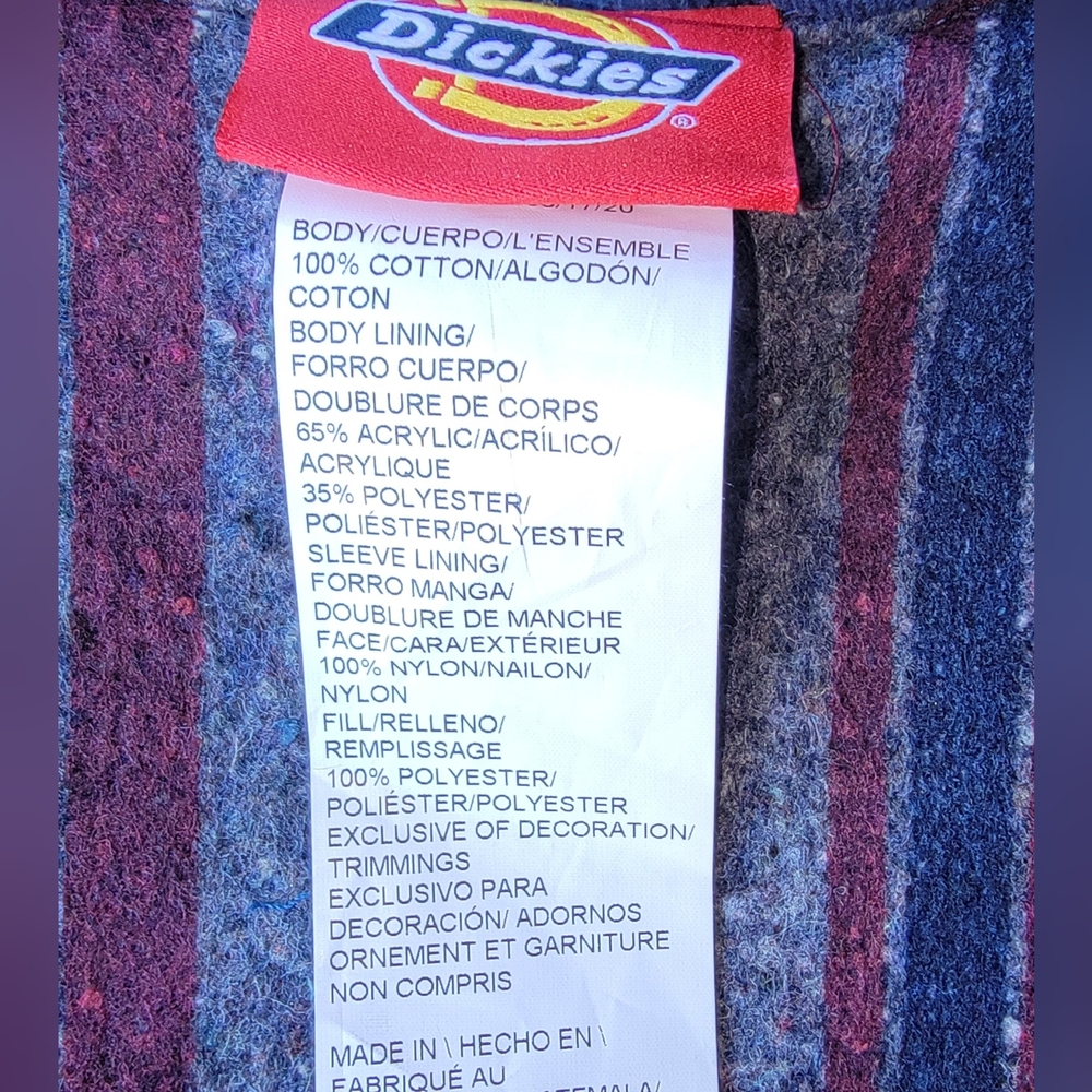 Dickies Men's Blanket Lined Denim Jacket. Blue. Pockets.